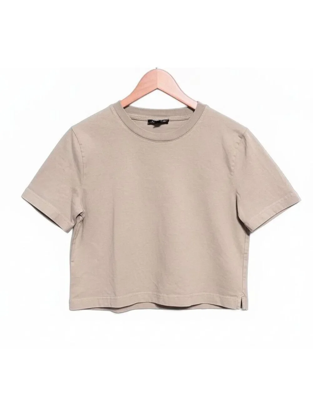 J. Crew Neutral Beige Crop Baby Tee Top Shirt Cotton Minimalist Clean Girl Small